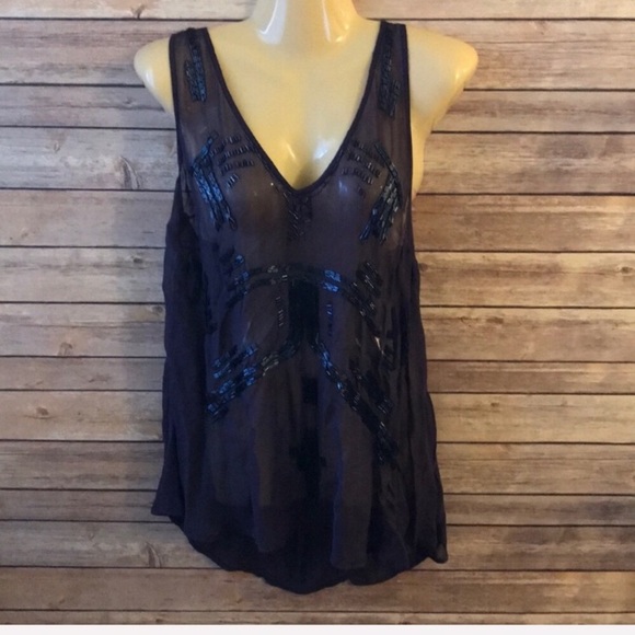 Free People Tops - { Free People } purple sheer tank top